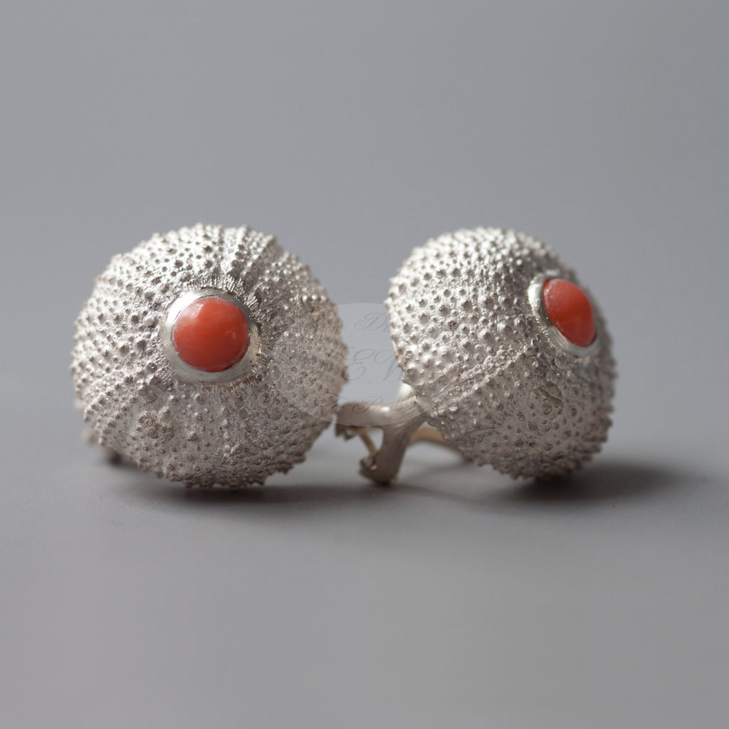 STERLING SILVER STUD EARRINGS SEA URCHINS
