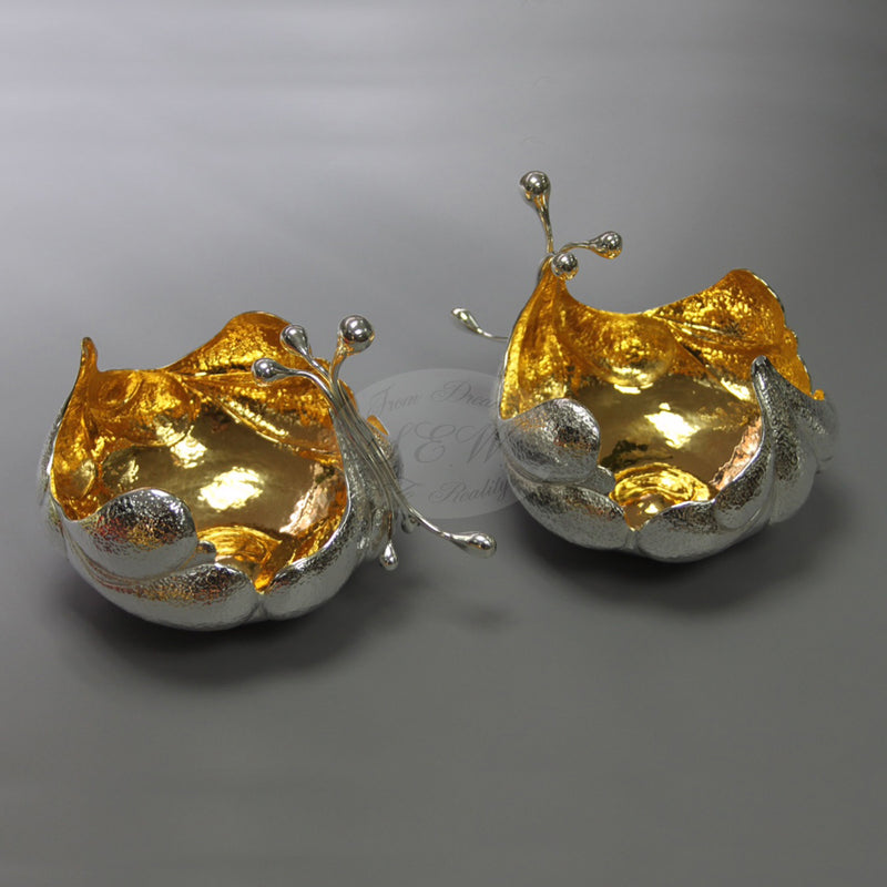 STERLING SILVER HAND CHASED DESIGNED BOWL    LILY