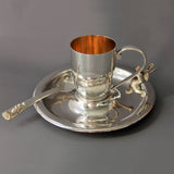 STERLING SILVER CUP,SPOON,PLATE SET   FEATURING A RABIT