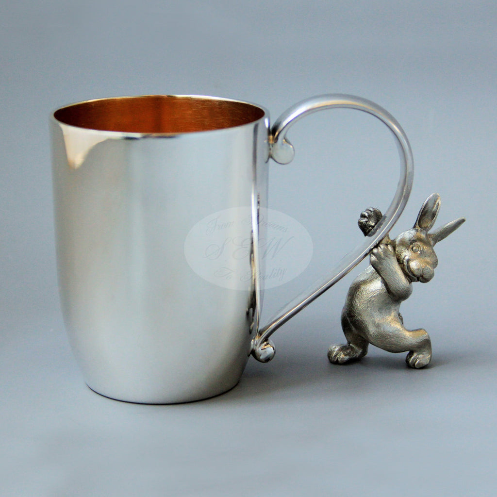 STERLING SILVER CHILDREN CUP WITH A RABBIT