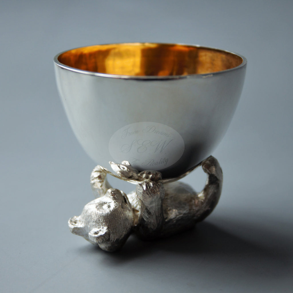 STERLING SILVER EGG CUP TED'S EGGY BREAKFAST